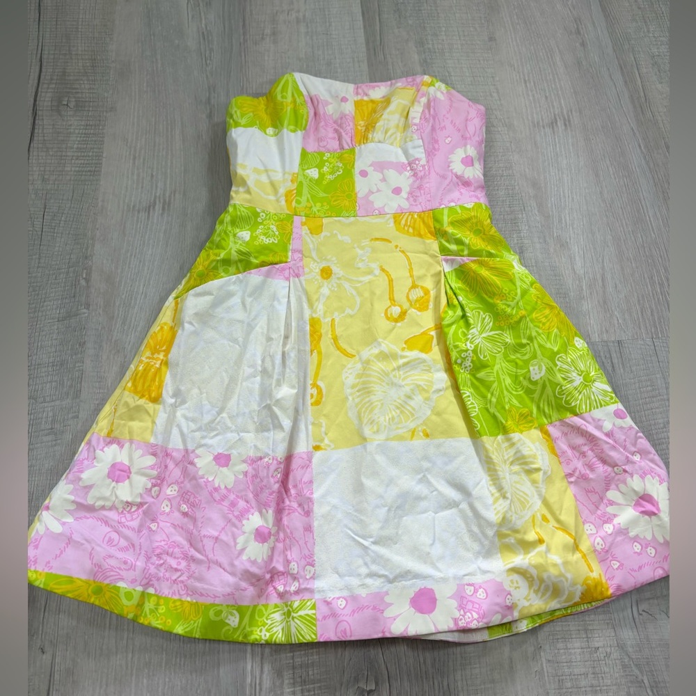 Lilly Pulitzer - Multicolor Patchwork Strapless D… - image 2
